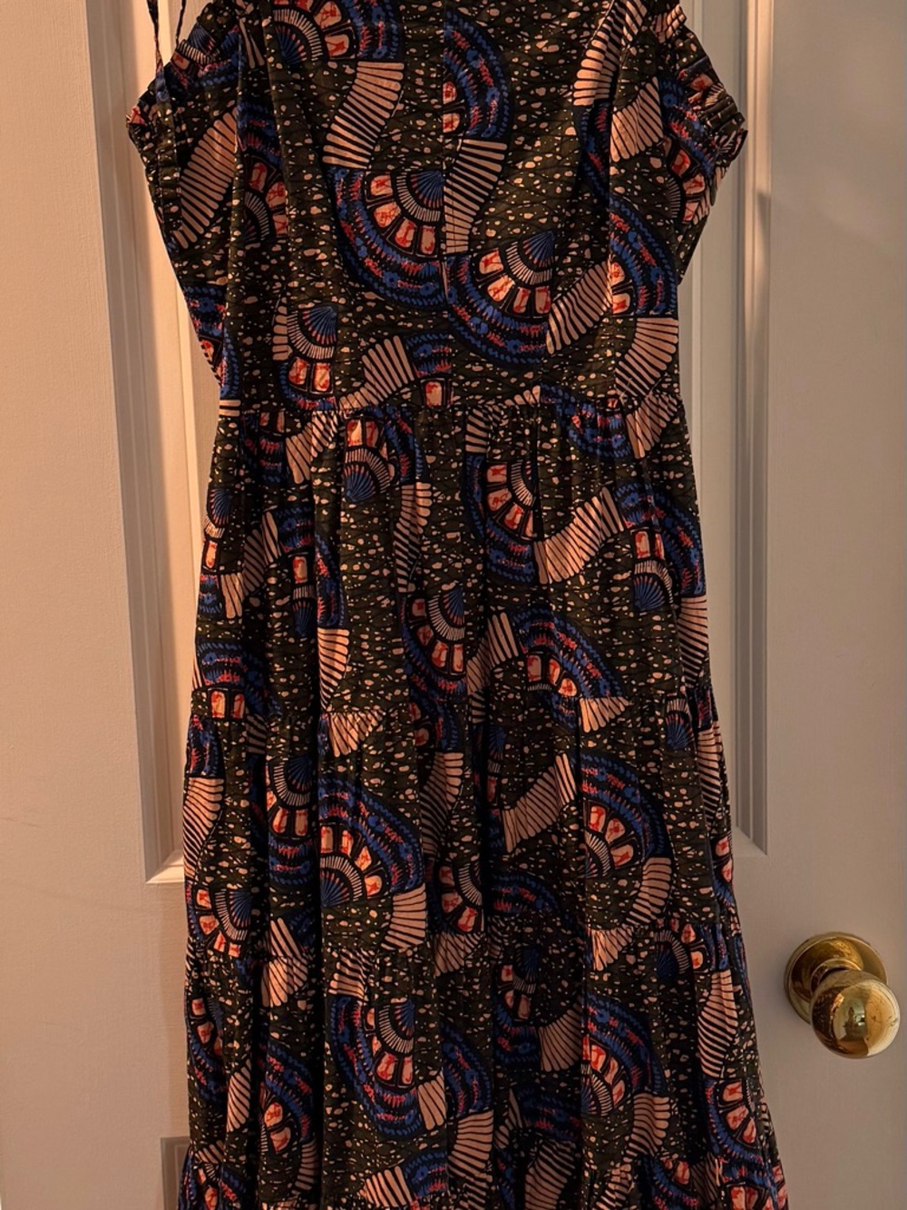 Ulla Johnson Black Dress with Blue, Orange & Blue Abstract Print
